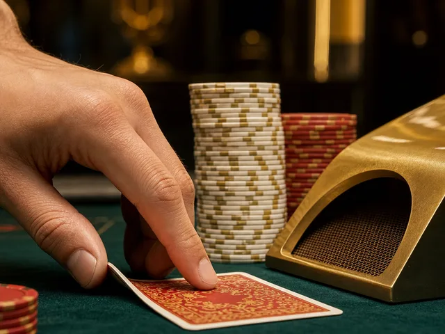Baccarat-Zeichen mit zwei Karten und Jetons