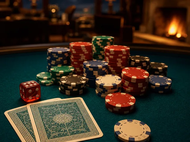 Poker-Zeichen mit Strasse und Jetons
