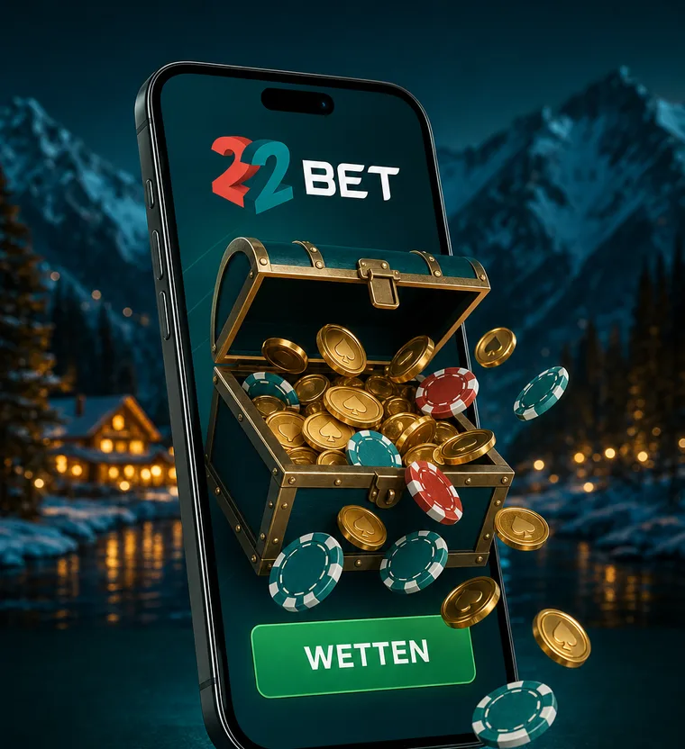 Die 22Bet App mit Bonusguthaben auf einem Handybildschirm