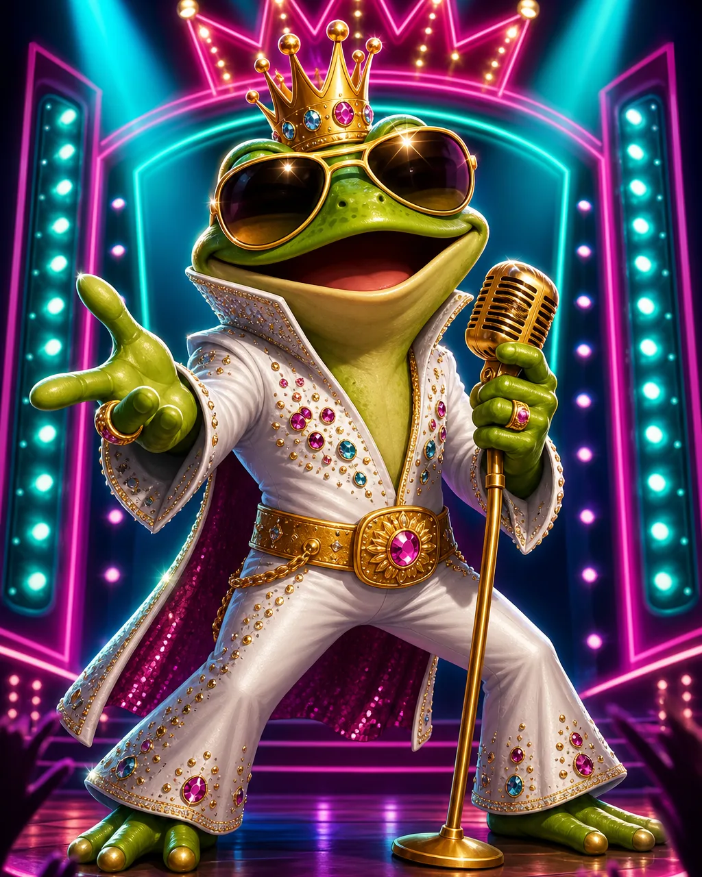 Cover des Slots Elvis Frog in Vegas mit singendem Frosch